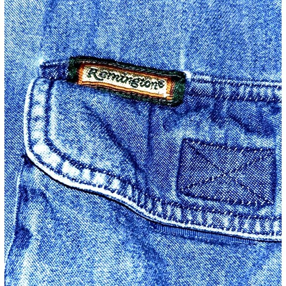 Vintage Remington Hunting Shacket Men's Large Denim with Game Pouch Pockets - Picture 10 of 12